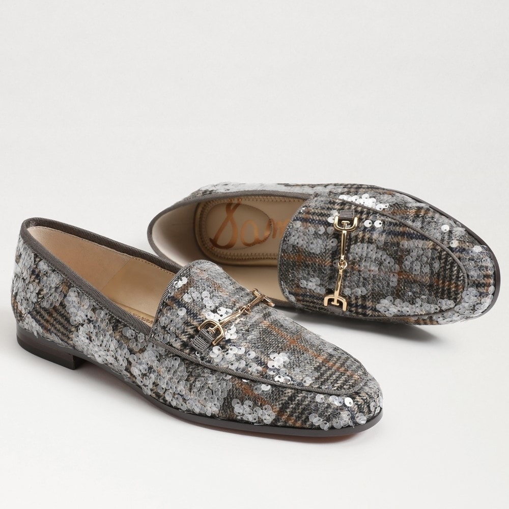 Sam Edelman Loraine Bit Loafer Grey Sequin Embellished